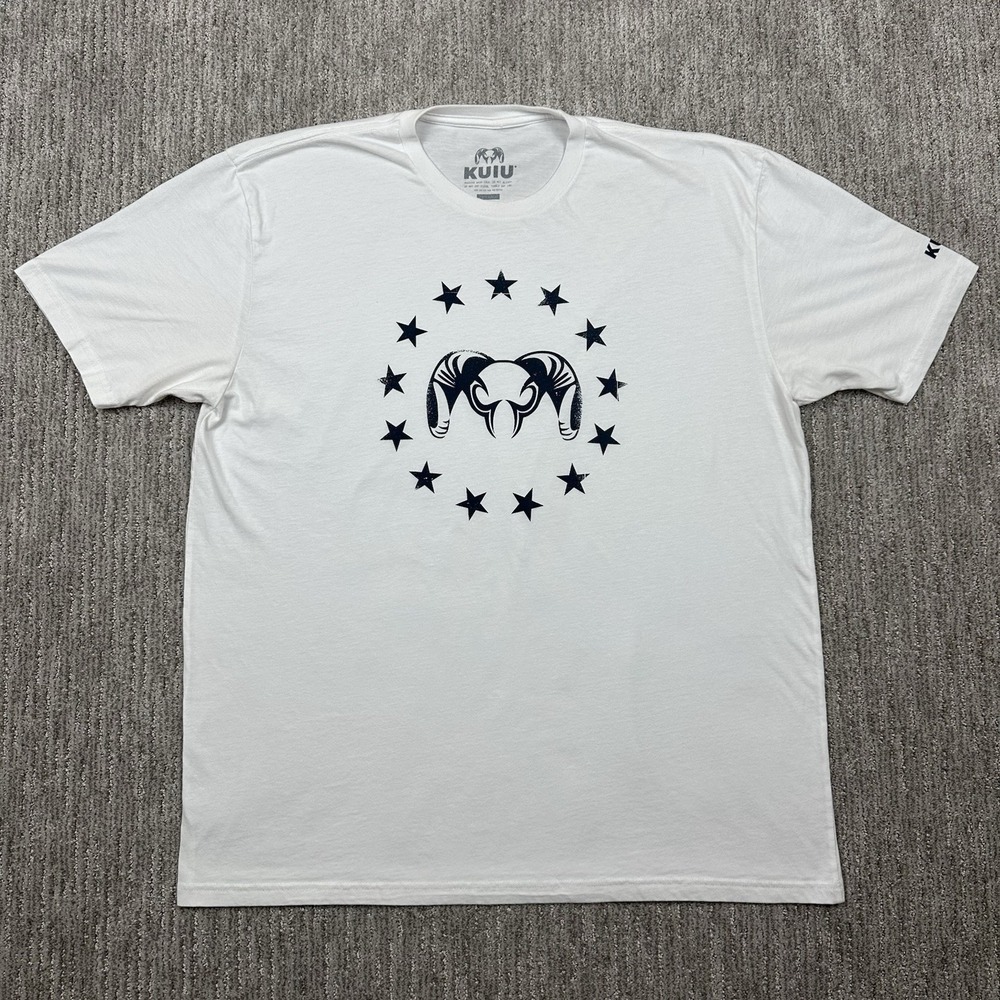 Kuiu White Crew Neck T Tee Shirt Ultra Light Hunting Men's 2XL Stars Graphic USA